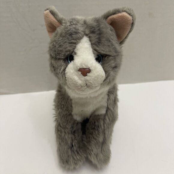 Toys R Us Animal Alley Kitty Cat Plush Gray Grey Tabby Plush 9” Stuffed Animal